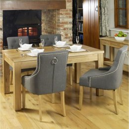 Mobel Solid Oak Small Dining Table and Four Luxury Chairs